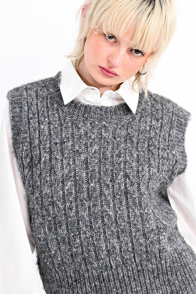 Molly Bracken Grey Sleeveless Knitted Jumper