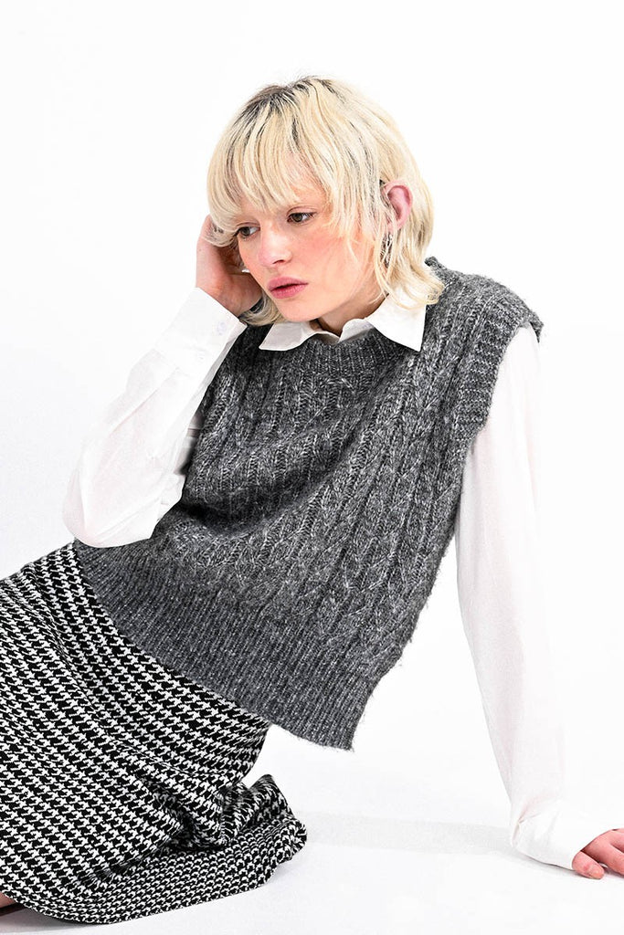 Molly Bracken Grey Sleeveless Knitted Jumper