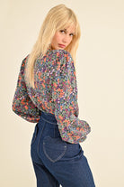 Molly Bracken Oversized Long Sleeve Floral Shirt From Back