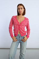 Molly Bracken Leopard Print Cardigan In Pink