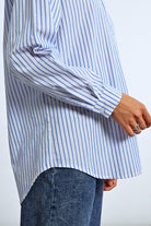 Molly Bracken Oversized Iridescent Striped Shirt With Buttoned Cuffs