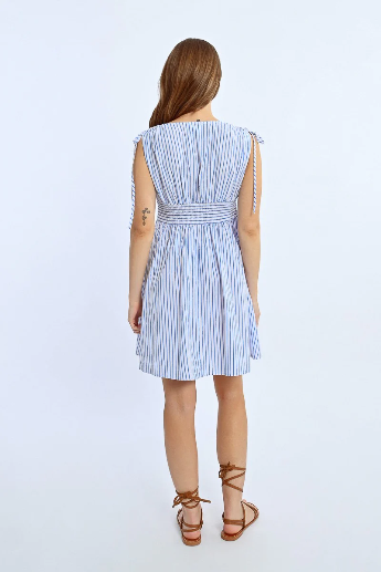 Back view of striped Molly Bracken sleeveless summer dress