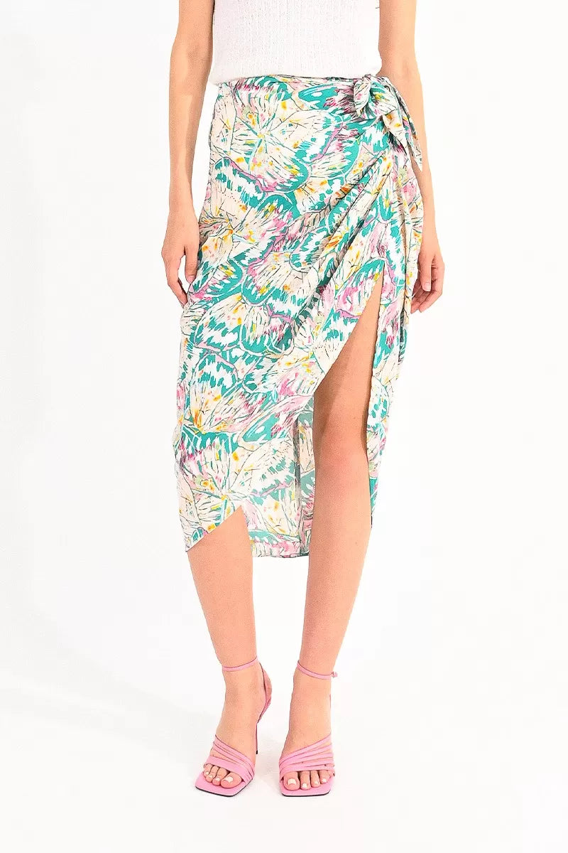 Molly Bracken Tropical Print Sarong Skirt