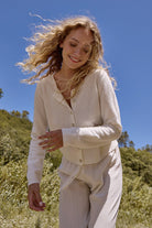 Molly Bracken cream knit cardigan front view with button fastening