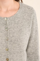 Molly Bracken grey knitted cardigan close-up of button detail