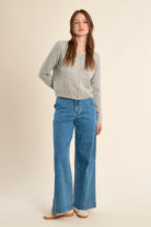 Molly Bracken grey knit cardigan front view with button fastening