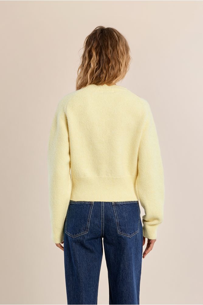 Molly Bracken yellow ribbed cropped jumper back view