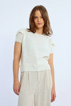Molly Bracken Cream Short Sleeve Sequin Jumper