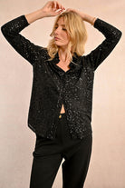 Molly Bracken Black Sequin Shirt