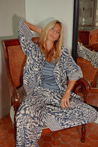 Molly Bracken Zebra Print Kimono Top & trousers - Blue