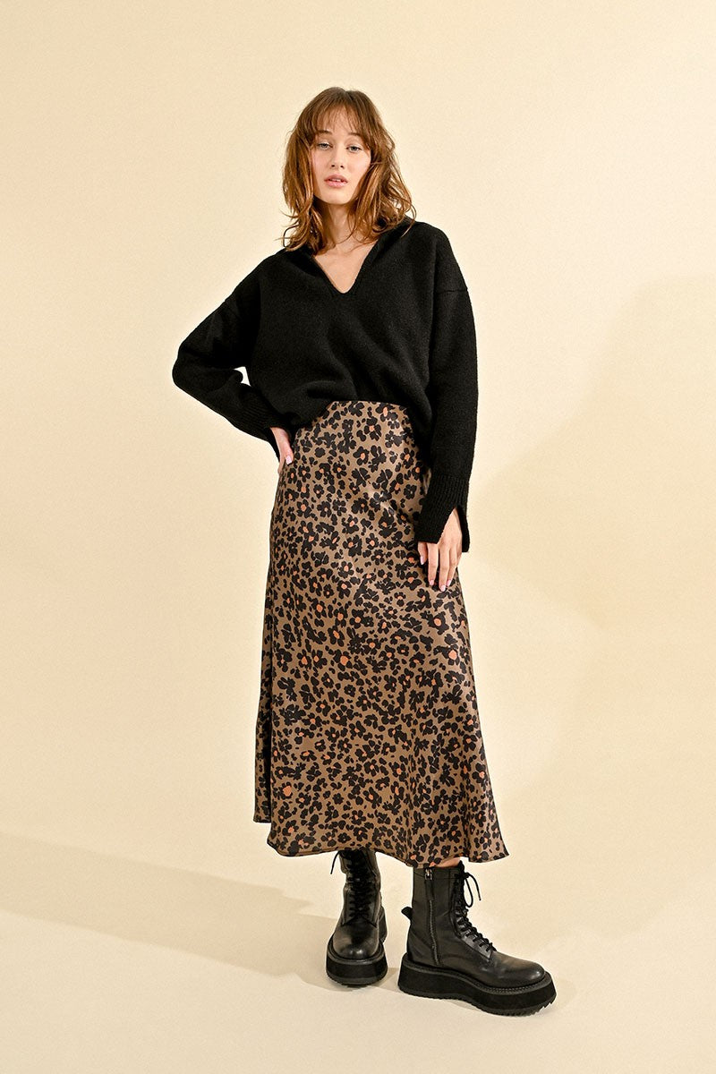 Molly Bracken Long Camo Print Midi Skirt