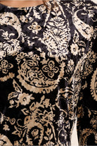 Molly Bracken black paisley dress print detail close-up
