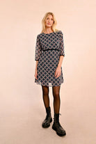 Molly Bracken Nora Duck Blue Geo Print Mini Dress