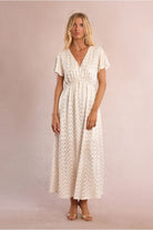 Molly Bracken gold chevron maxi dress full length front