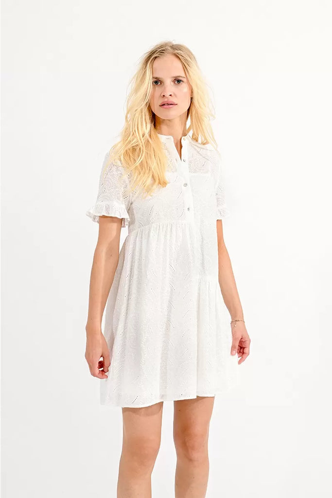 Molly Bracken Short White Broderie Anglaise Lace Dress