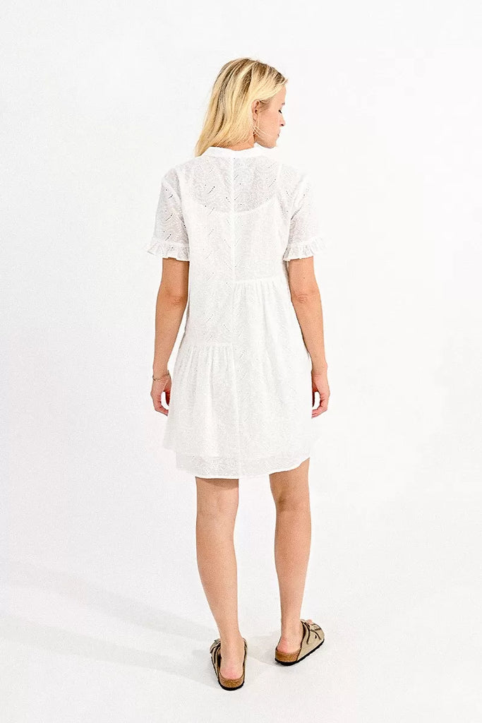 Molly Bracken Short White Broderie Anglaise Lace Dress From The Back 