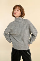 Molly Bracken Grey Knitted Sequin Polo Neck Jumper