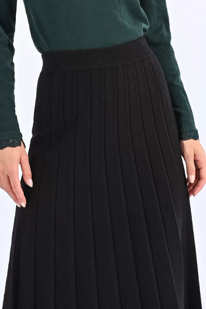 Molly Bracken Long Pleated Black Skirt