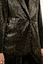 Molly Bracken Khaki Velvet Animal Print Fitted Blazer