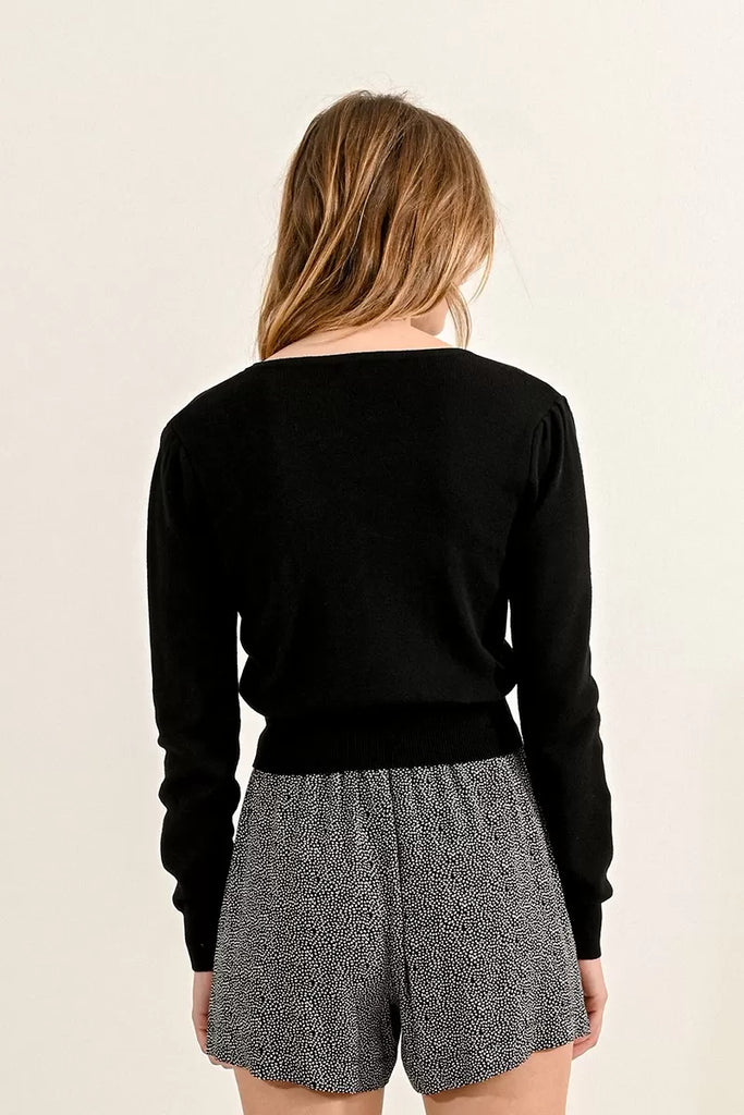 Molly Bracken Cropped Soft Cardigan From The Back