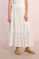 Molly Bracken White Boho Style Layer Style Long Summer Skirt