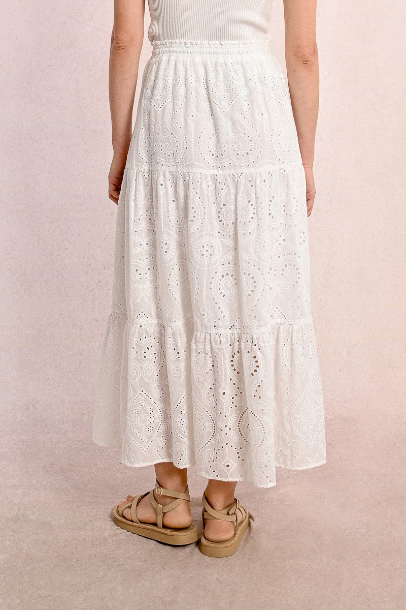 Molly Bracken White Boho Style Layered Skirt From Back