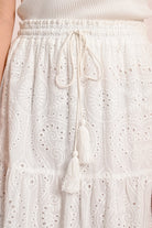 Molly Bracken White Boho Style Layered Skirt With Elastic Waist