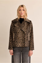 Molly Bracken leopard print short double-breasted jacket front view
