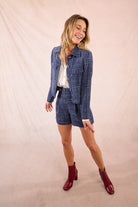 Full length outfit with Molly Bracken tweed winter shorts and boots