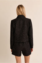 Molly Bracken black short tweed jacket back view