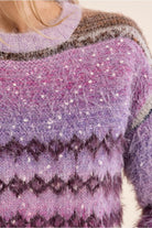 Molly Bracken purple fluffy knit jumper sparkle detail close-up