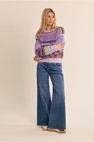 Molly Bracken patterned knit jumper styled with blue jeans