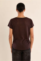 Molly Bracken brown iridescent trim T-shirt back view