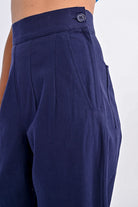 Molly Bracken High Waist Straight Leg Trousers in Navy