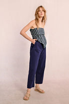 Molly Bracken High Waist Straight Leg Trousers In Navy