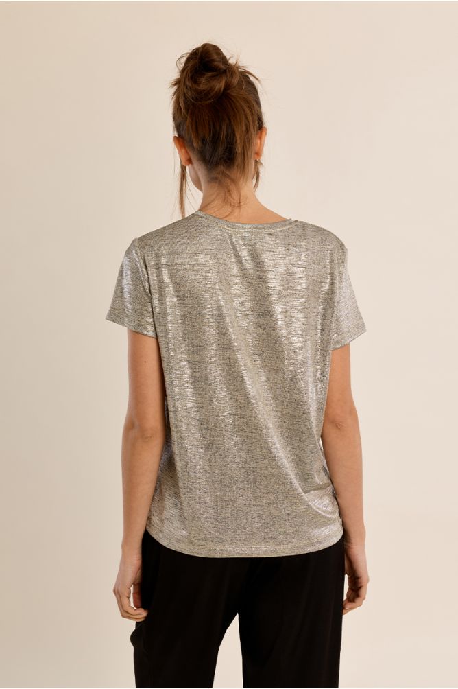 Molly Bracken beige metallic T-shirt back view
