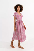 Molly Bracken Pink Ethnic Print Wrap Style Day Dress
