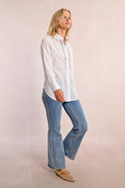 Molly Bracken White Long Shirt With Sparkly Stone Details 