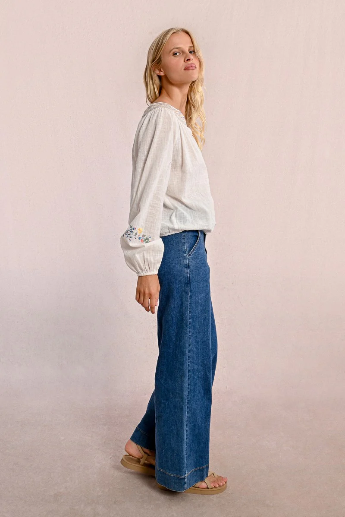 Molly Bracken Embroidered Boho Blouse - white 