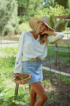 Molly Bracken Embroidered Long Sleeve Boho Blouse In White 