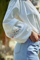 Molly Bracken White Embroidered Long Sleeve Loose Fit Blouse