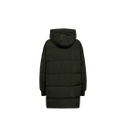 Mos Mosh Nova long women’s down coat in khaki with large hood on back 