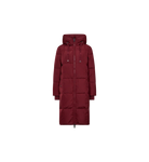 MOS MOSH Nova Square burgundy long quilted down coat – front product view