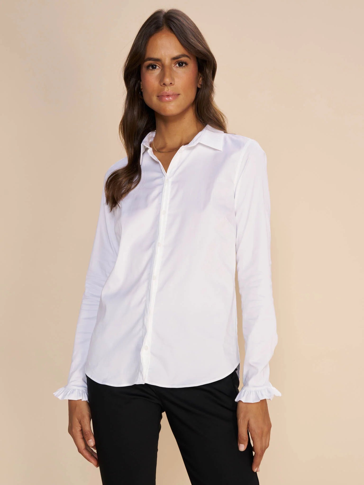 Mosmosh Mattie White Shirt With Frill Trim