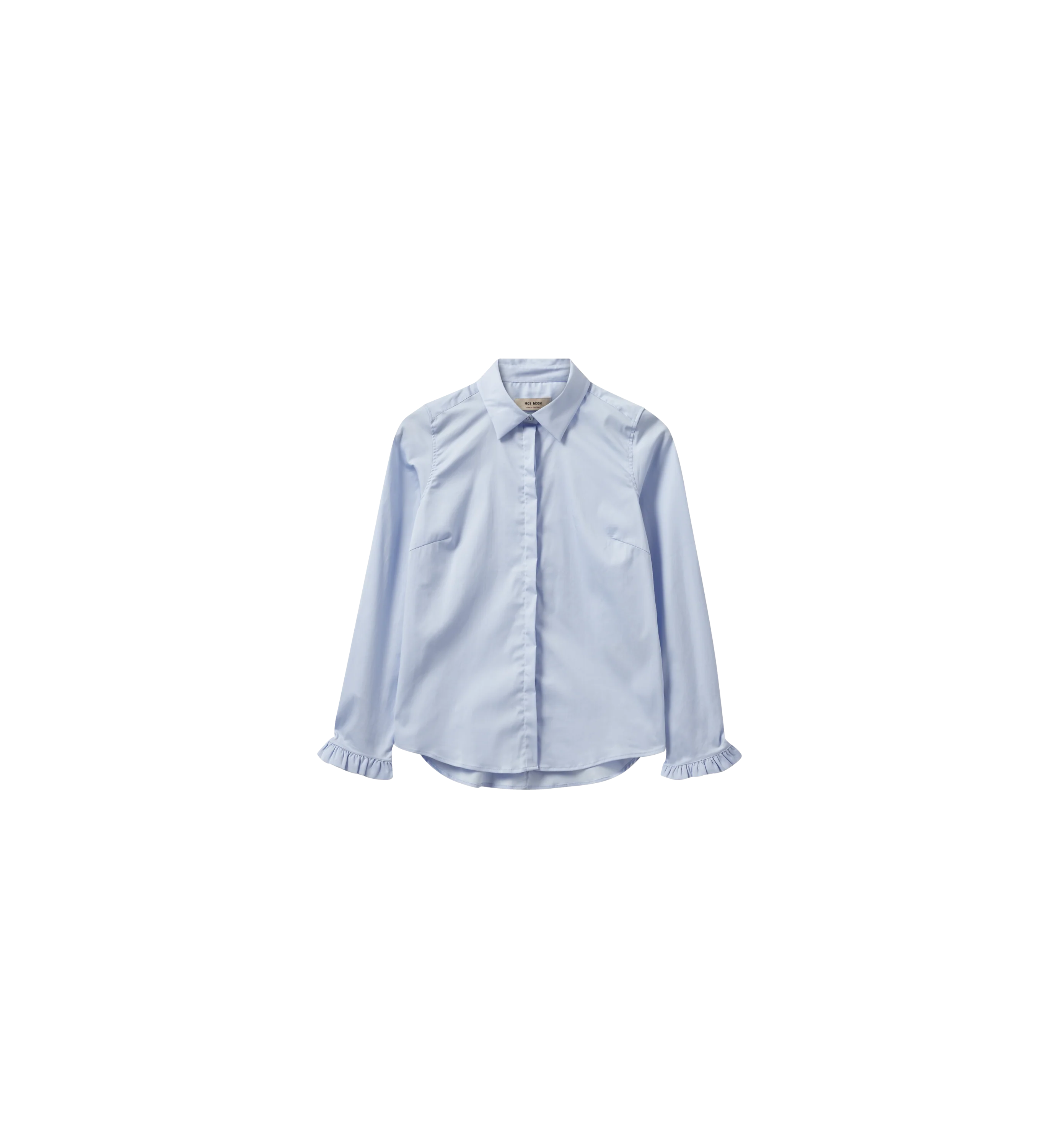 Mosmosh Mattie Shirt With Frill Cuffs - Light Blue