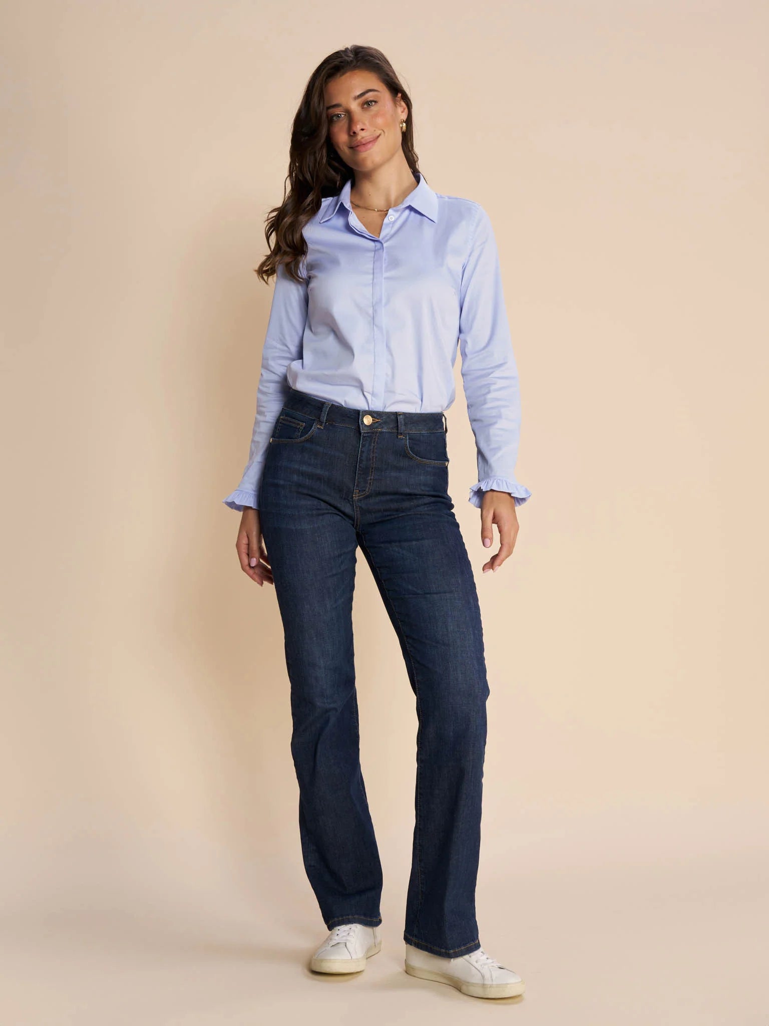 Mosmosh Mattie Light Blue Shirt With Frill Cuffs 