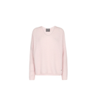 Mos Mosh Thora soft pink relaxed V-neck knit jumper front view