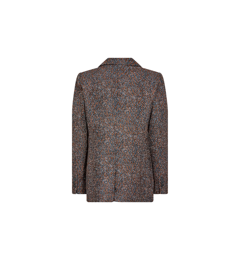 Mos Mosh Ivory Roly Tweed Style Brown Blazer From The Back