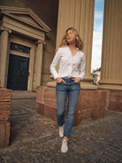 Mos Mosh Sybel white shirt front view with ruffle detail