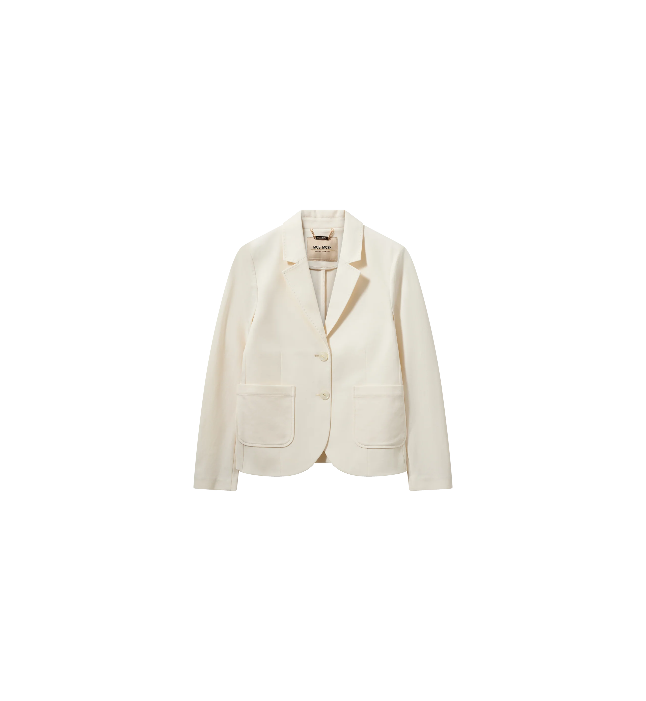 Mosmosh Viga Charm Cream Blazer With Patch Pockets 